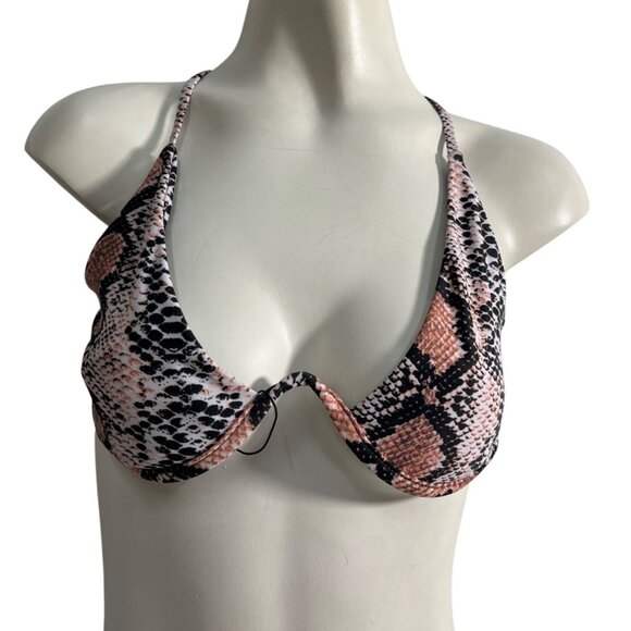 Zaful Black And Orange Snake Print Womens Bikini 2 Pieces Set Sz M - New - Picture 2 of 11